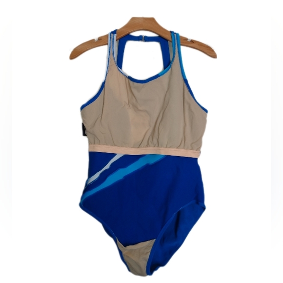 🔴 SALE Retro Halter Style Swimsuit in Blue and White Swirl Design - Picture 3 of 8